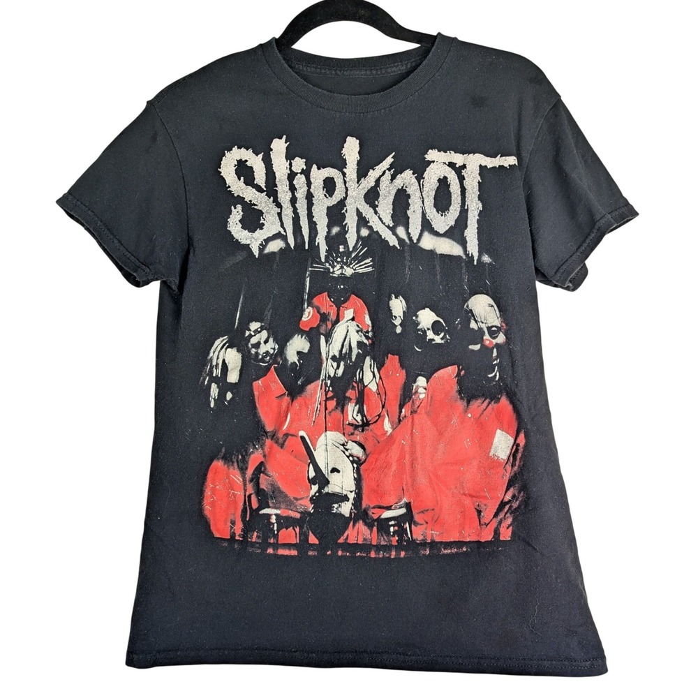 S Slipknot Band Graphic T-Shirt Black Red White Heavy Metal Bravado Mens ll